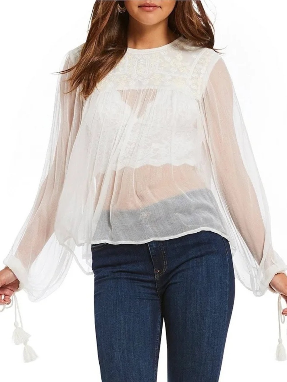 Free People Retro Femme Sheer Top